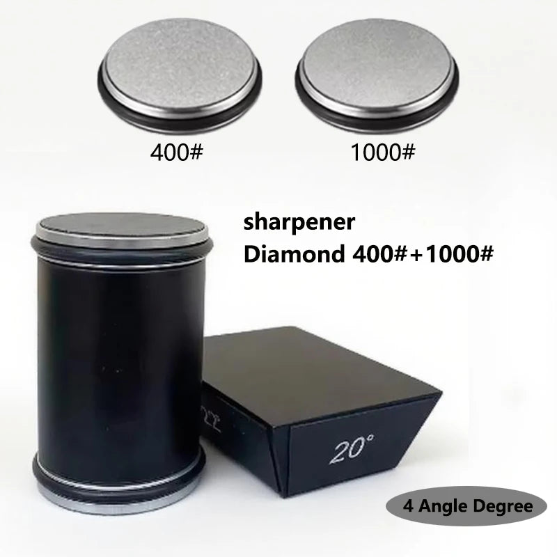 New Rolling Knife Sharpener Double Sided Diamond Sharpening Stone 15_20° Degree Magnetic Angle Roller Sharpening for Kitchen