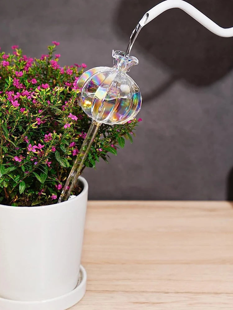 2PCS Pomegranate Flower Watering Machine Glass Creative Modeling Watering Machine Pot Lazy Watering Machine