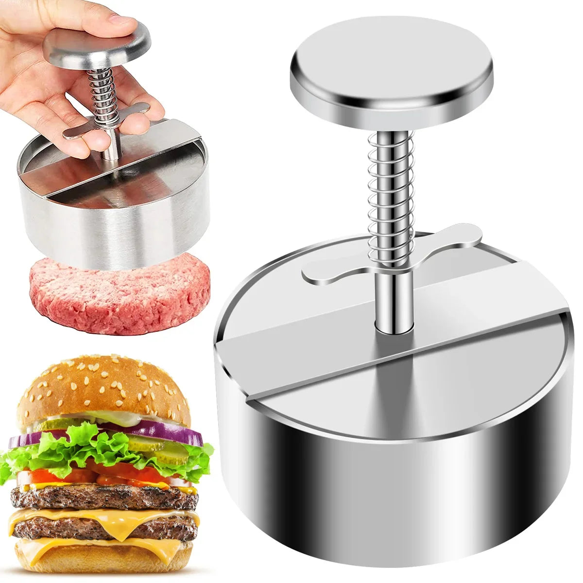 2025 Hamburger Press Hamburger Patty Maker 304 Stainless Steel Non-Stick Burger Press for Making Meat Patties and Thin Burgers
