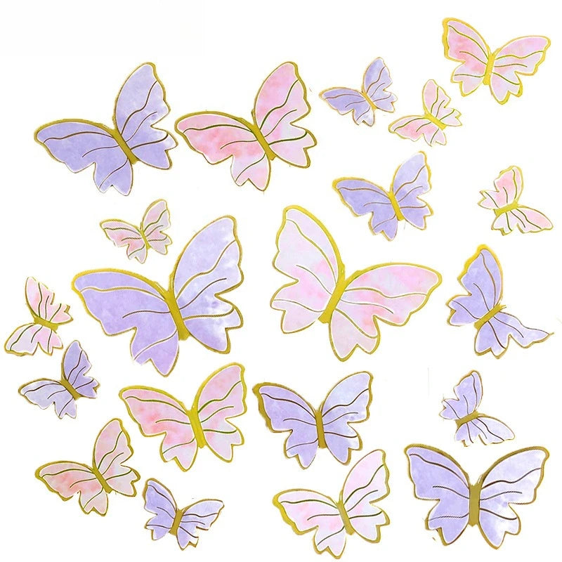 10/50pcs Butterfly Cake Toppers, Elegant Purple & Pink Paper Decorations for Birthday, Wedding, Parties, DIY Baking Accessories