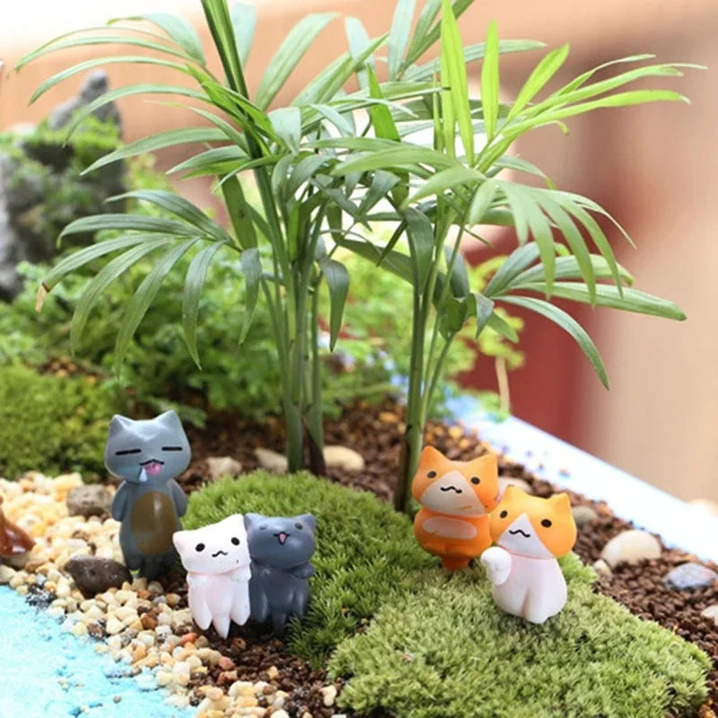 6Pcs/Set Cartoon Lucky Cat  Home Garden Bonsai Decorations Miniatures Gift Lovely Micro Landscape Kitten Miniature Craft