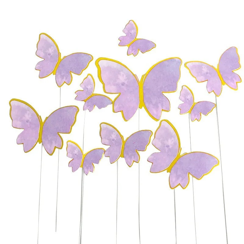 10/50pcs Butterfly Cake Toppers, Elegant Purple & Pink Paper Decorations for Birthday, Wedding, Parties, DIY Baking Accessories