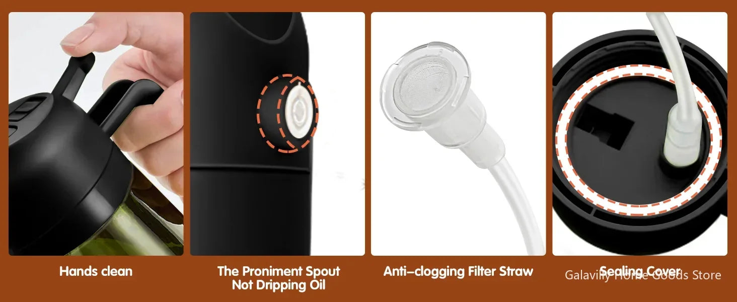 16oz/470ML Light-Blocking Dark Oil Sprayer for Cooking 2 in 1 Olive Oil Dispenser Bottle for Kitchen Dark Green Glass Oil Bottle