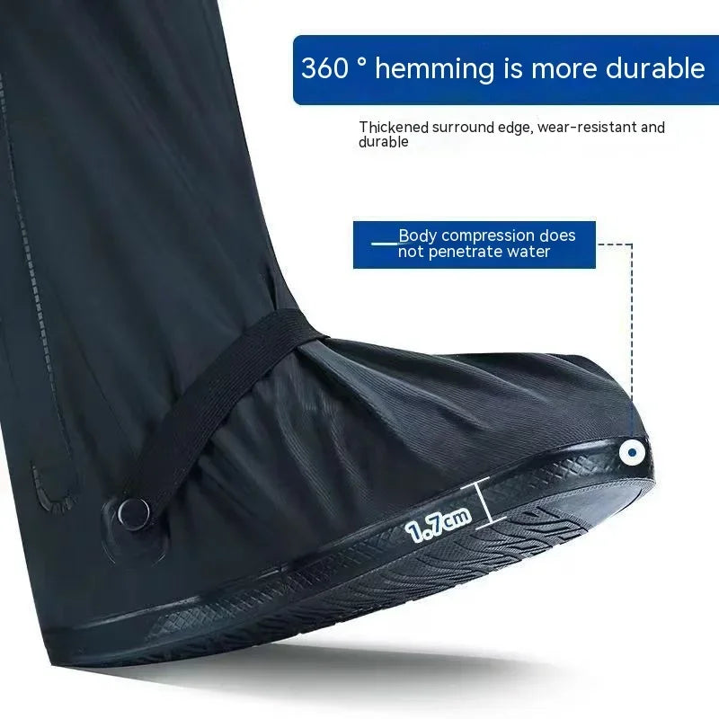 Reusable Anti-Slip PU Leather Waterproof Shoes Cover Water Boots Cycling Hiking Overshoes Rain Snow Wet Sand Shoes Protectors