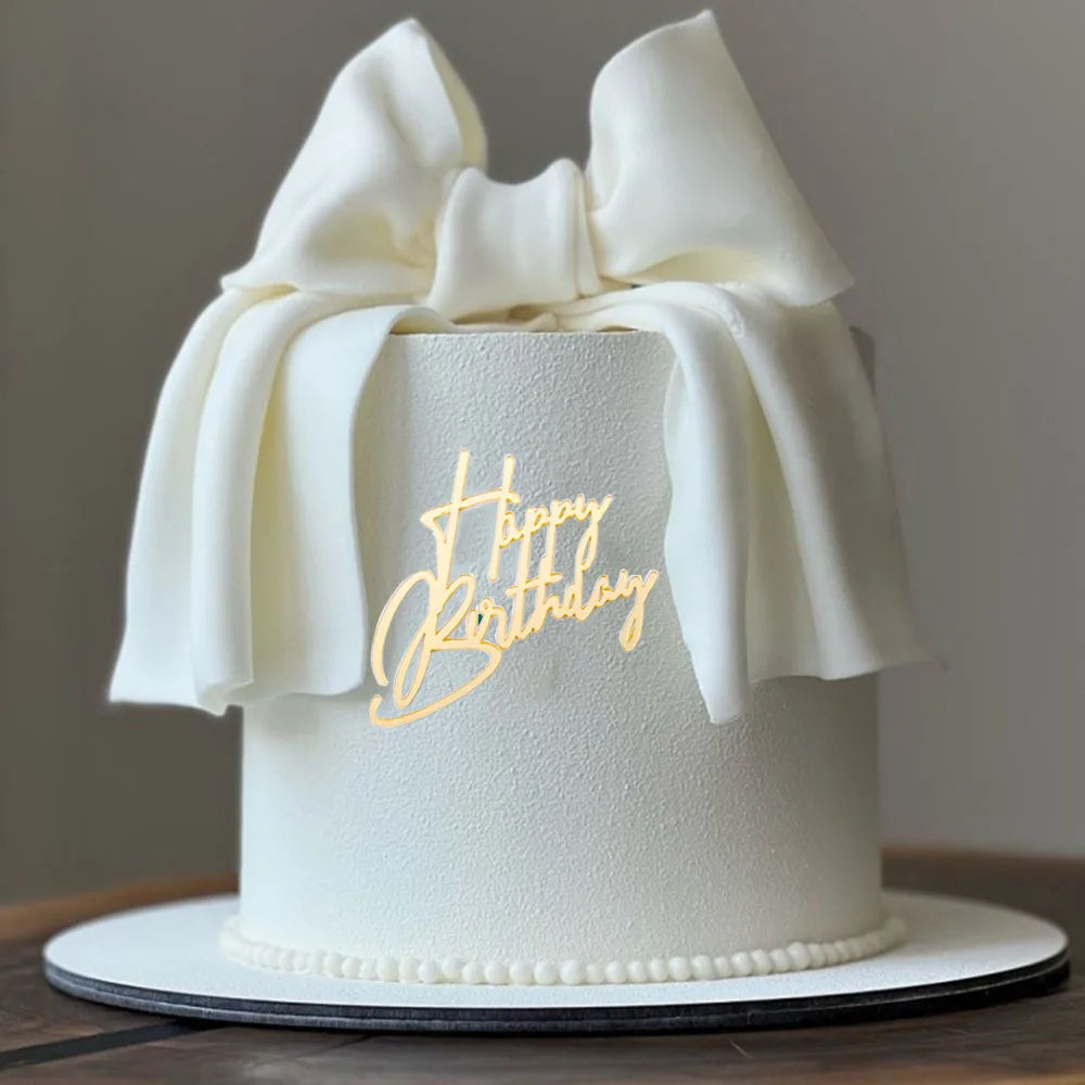 8pcs Acrylic Cake Topper Set Happy Birthday Cake Topper Side Decorations for Party Cakes