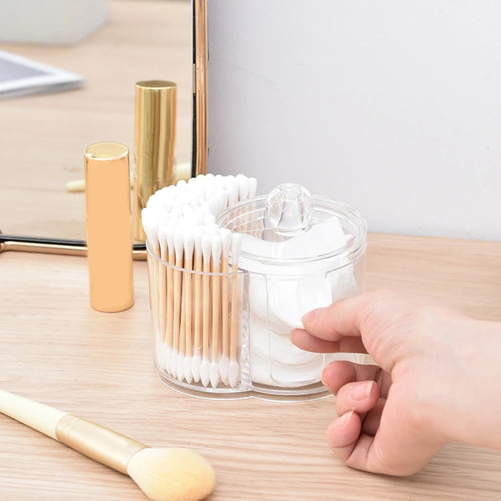 Cotton Round Pad Holder Powder Puff Storage Box Home Cotton Swab Box Makeup Organizer Dustproof Portable Durable Bathroom Jar