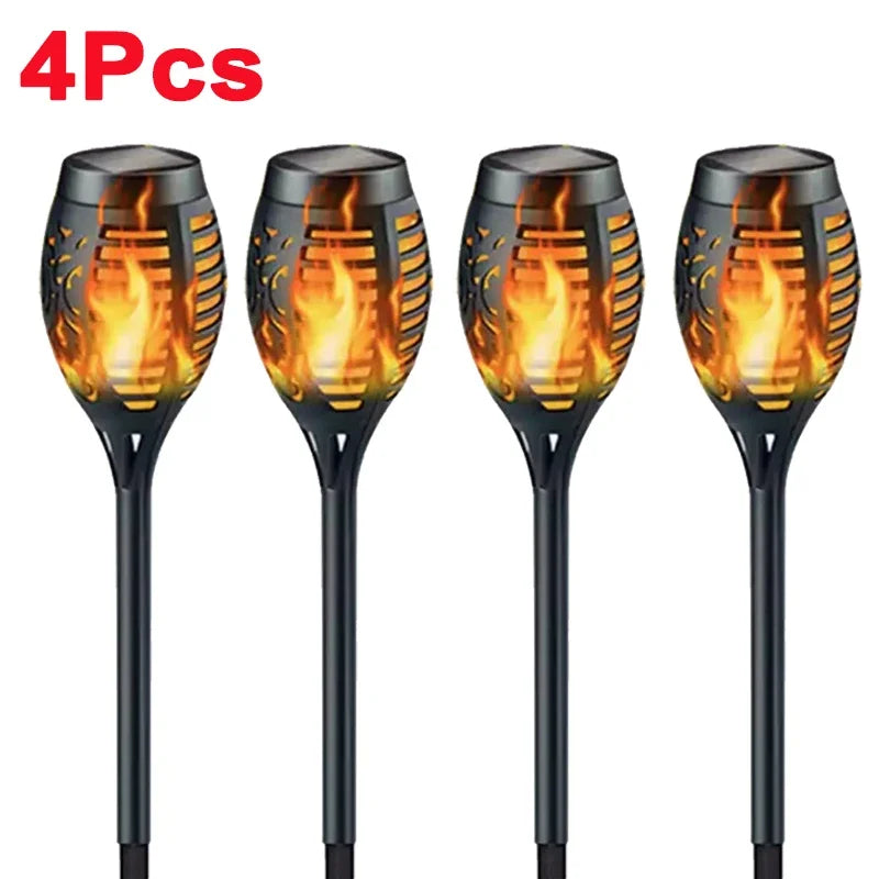 1-12PCS 12LED Solar Flame Torch Light Flickering Light Waterproof Garden Decoration Outdoor Lawn Path Yard Patio Floor Lamp