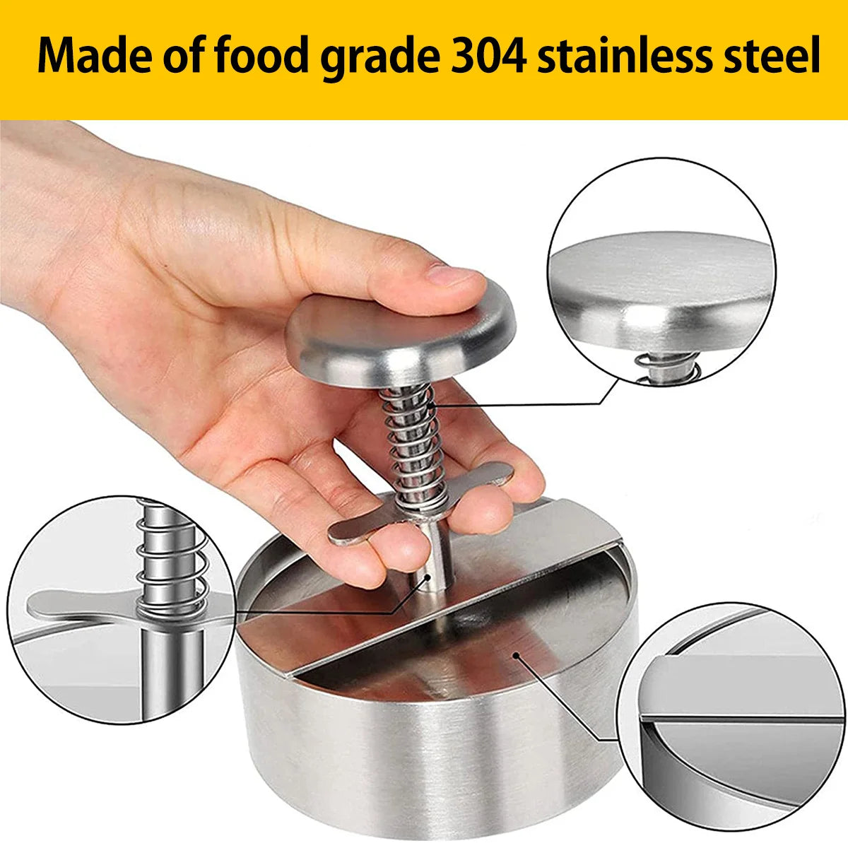2025 Hamburger Press Hamburger Patty Maker 304 Stainless Steel Non-Stick Burger Press for Making Meat Patties and Thin Burgers