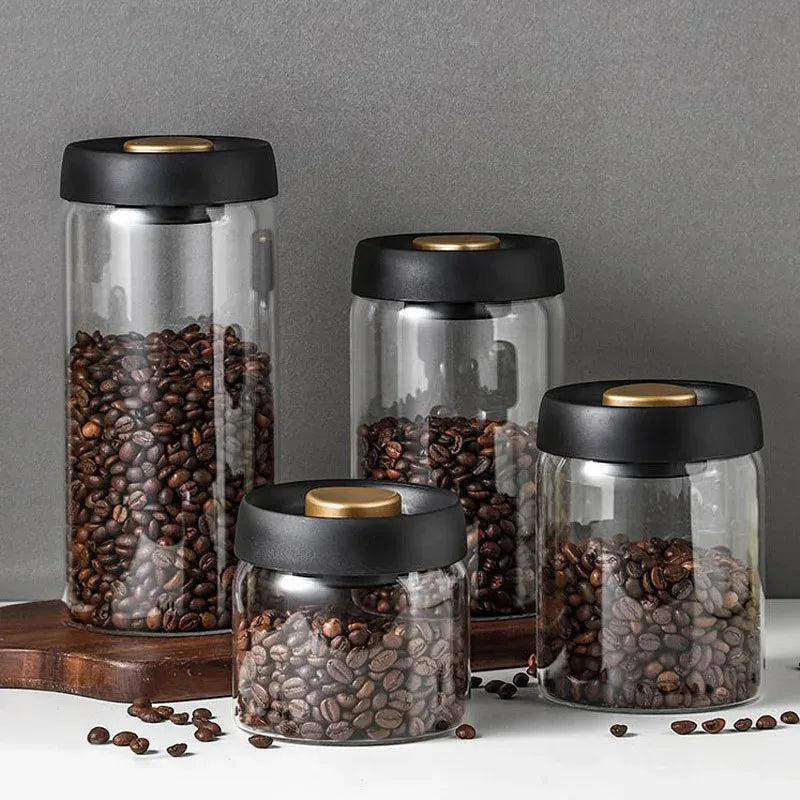 Coffee Bean Sealed Jar, Kitchen Storage, Glass Jar, Moisture-Proof, Vacuum Pressed Storage Jar, Tea, Rice, Peanut Storage