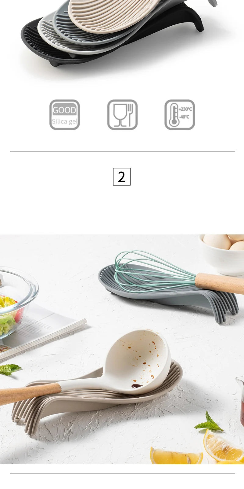 1/4Pcs Silicone Insulated Spoon Holder Heat Resistant Placemat Spoon Holder Cutlery Shelving Kitchen Tools Placemat