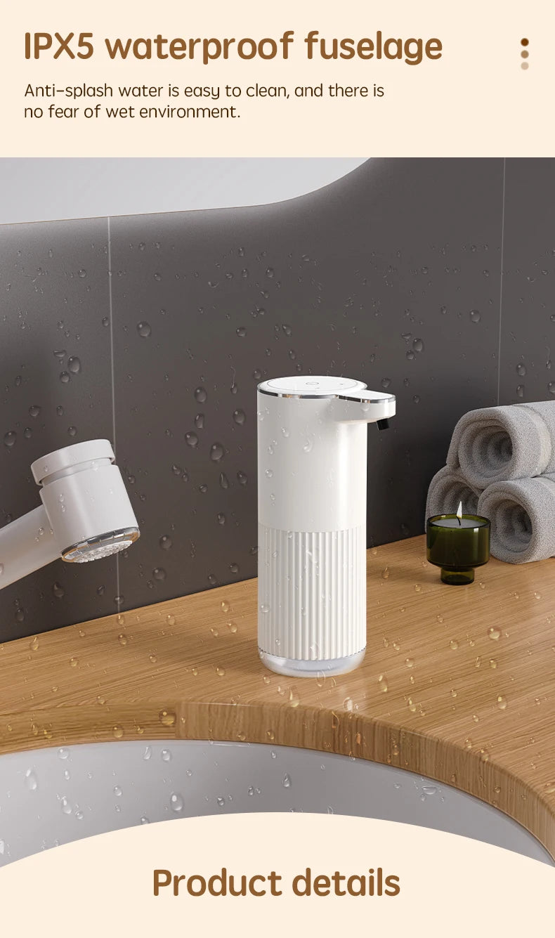 HQ Automatic Soap Dispenser bathroom accessories Automatic Liquid soap dispenser 360ML TYPE-C White 4 Level Foam Soap Dispenser