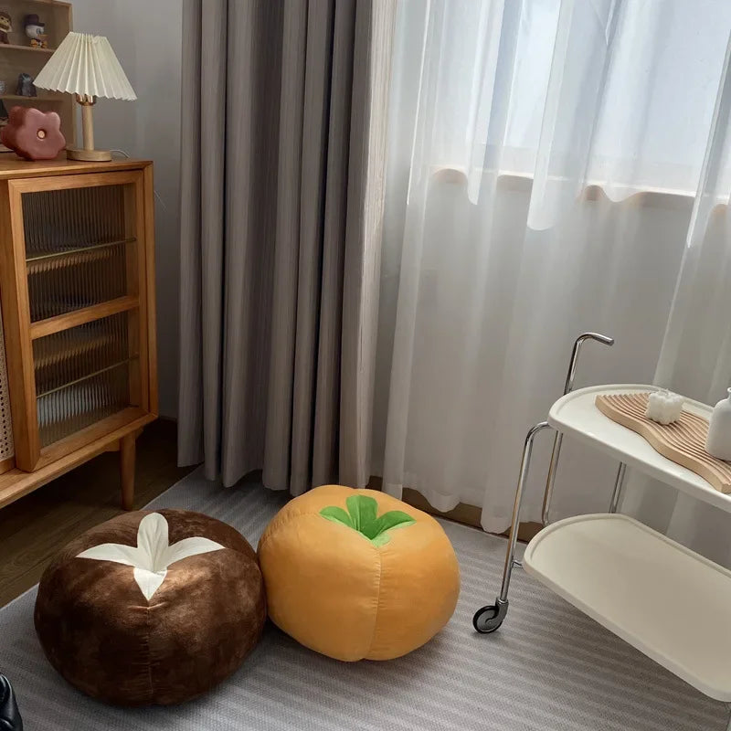 Thickened Cushion with Tomato-Shaped Pillow Vegetable Mushroom Persimmon Round Cushion Pad for Window Seat Pillows for Bedroom