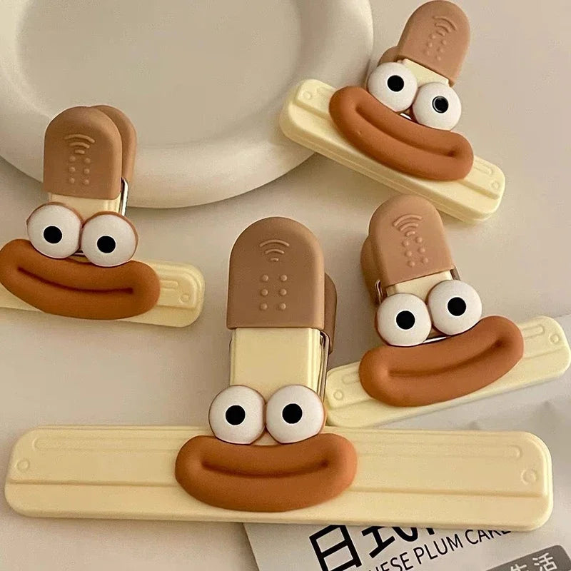 3pcs Creative Face Bag Sealing Clip Food Snack Clip Kitchen Tools Decorative Small Clip Refrigerator Plastic Food Bag Storage