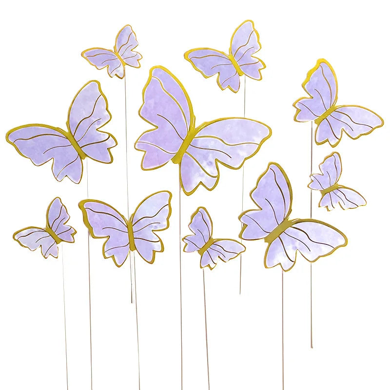 10/50pcs Butterfly Cake Toppers, Elegant Purple & Pink Paper Decorations for Birthday, Wedding, Parties, DIY Baking Accessories