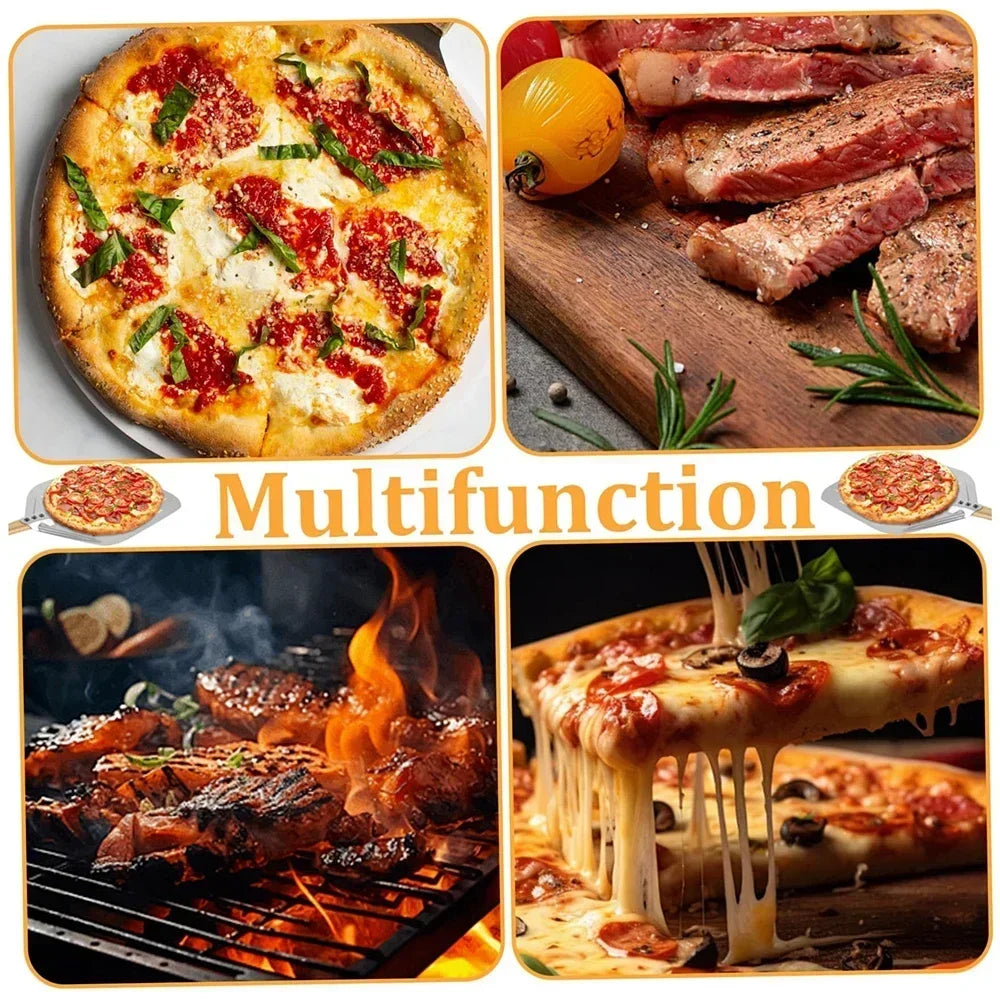 12 Inch Pizza Shovel Metal Non-Stick Pizza Peel with Wood Handle Transfer Tray for Homemade Baking Pizza Cake Bread Pizzas Tools