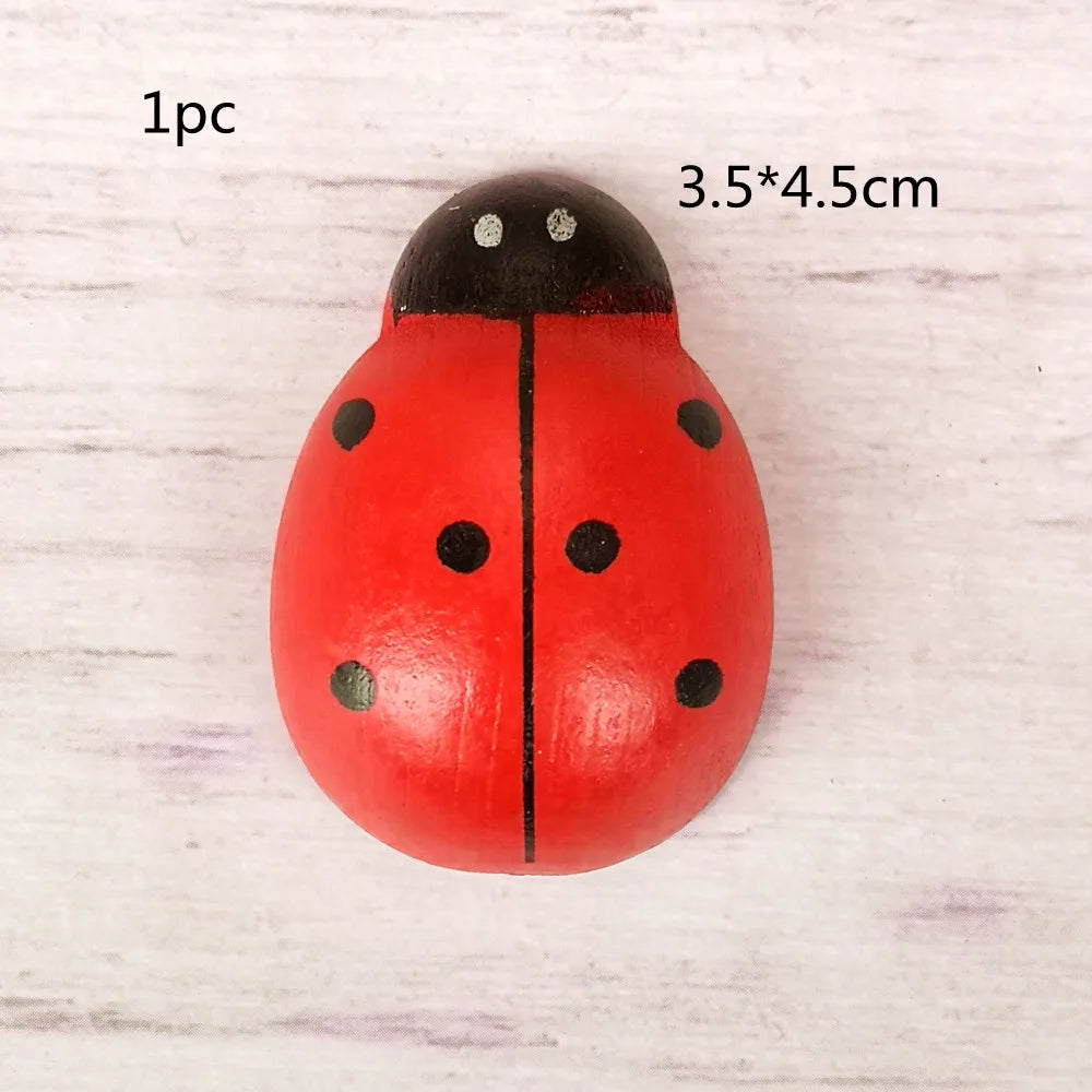 Large Wooden Ladybug Insect Animal Wood Craft DIY Accessories Miniature Fairy Garden Decoration