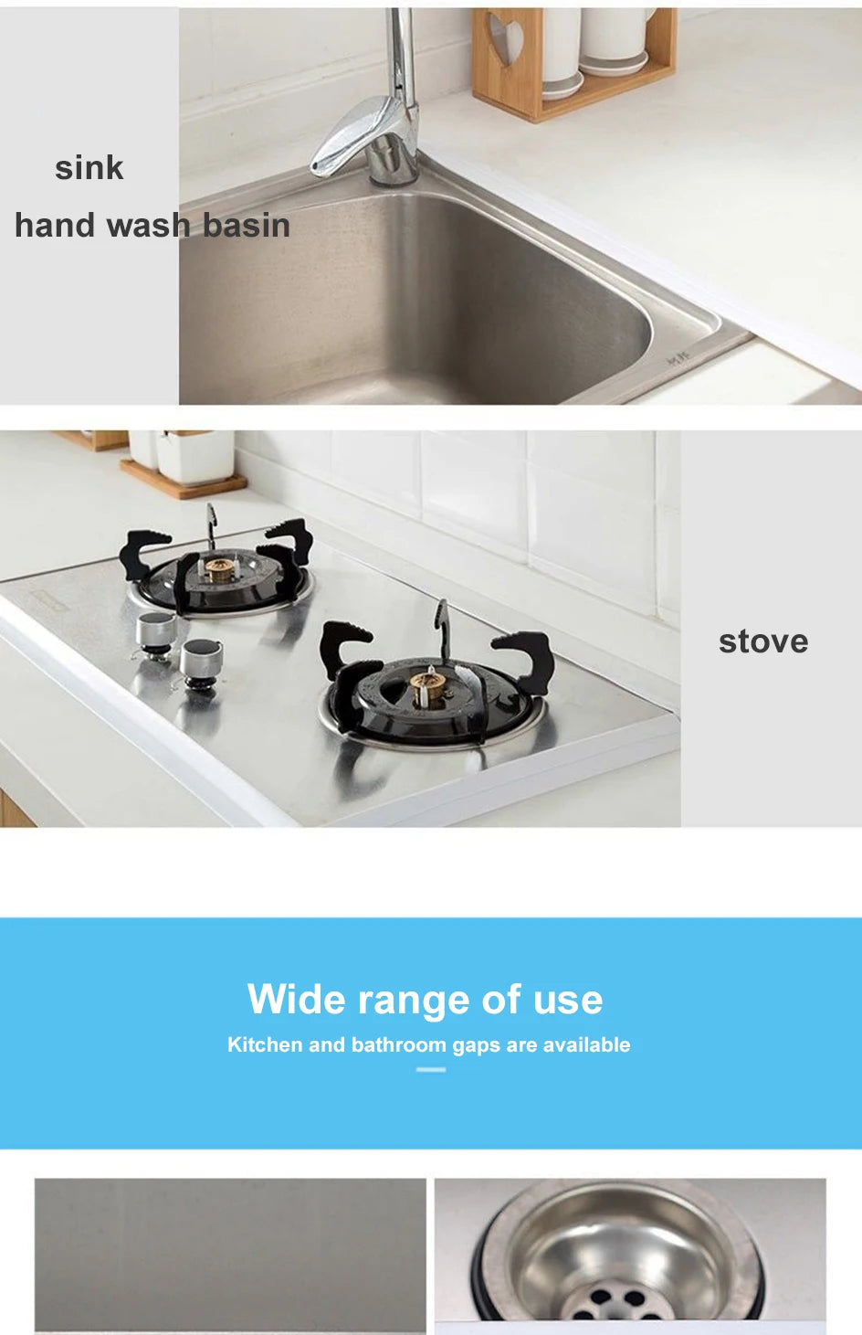 3.2M Bath Caulk Tape Self Adhesive PVC Oil-Proof Kitchen Sink Edge Corner Wall Sticker Waterproof Toilet Sealing Strip Tape