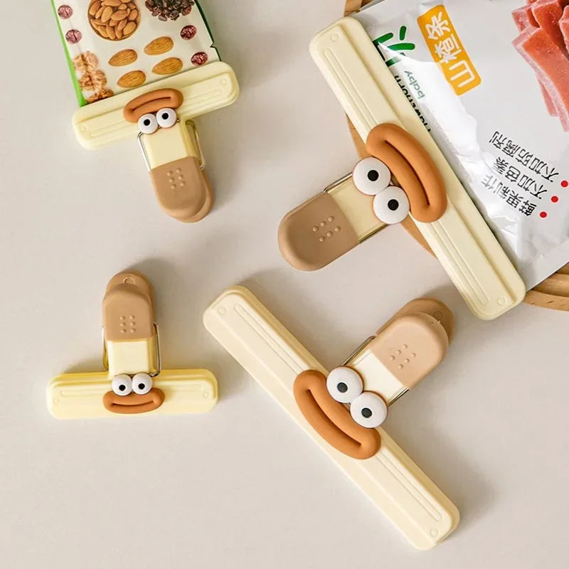3pcs Creative Face Bag Sealing Clip Food Snack Clip Kitchen Tools Decorative Small Clip Refrigerator Plastic Food Bag Storage