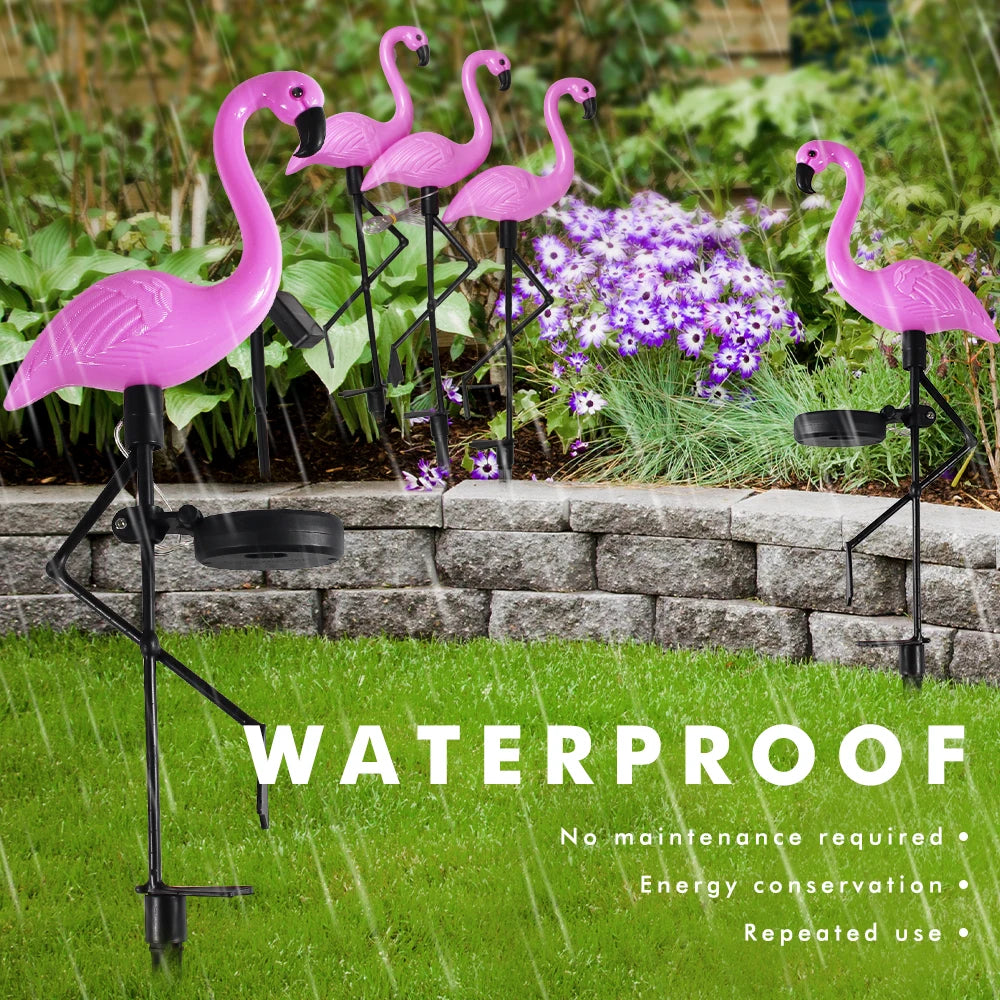 Solar Flamingo Light Garden Ornament Outdoor Waterproof Lawn Lamp Landscape Yard Light Patio Walkway Decoration Party Supplies