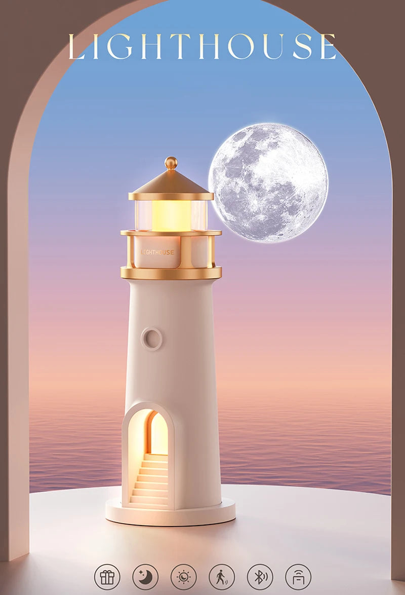 Moon Lamp Projection Lighthouse Lamps Night Light Remote Control Bluetooth Music Motion Sensor Ambient Lights Xmas Birthday Gift